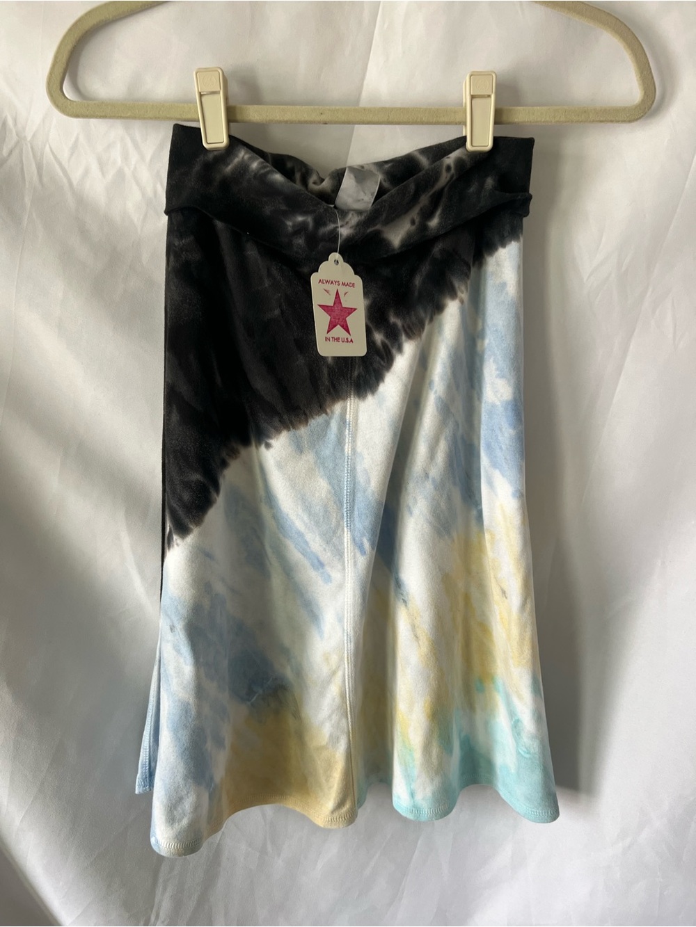 NWT Women’s HARD TAIL Tie Dye 95% Cotton Fold-Over Midi Skirt